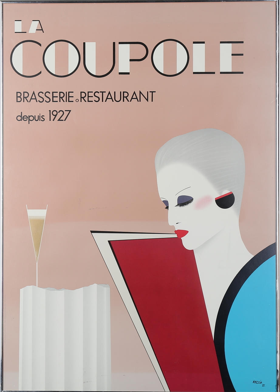 AFFISCH, La Coupole, signerad Razzia och daterad -87 i trycket.