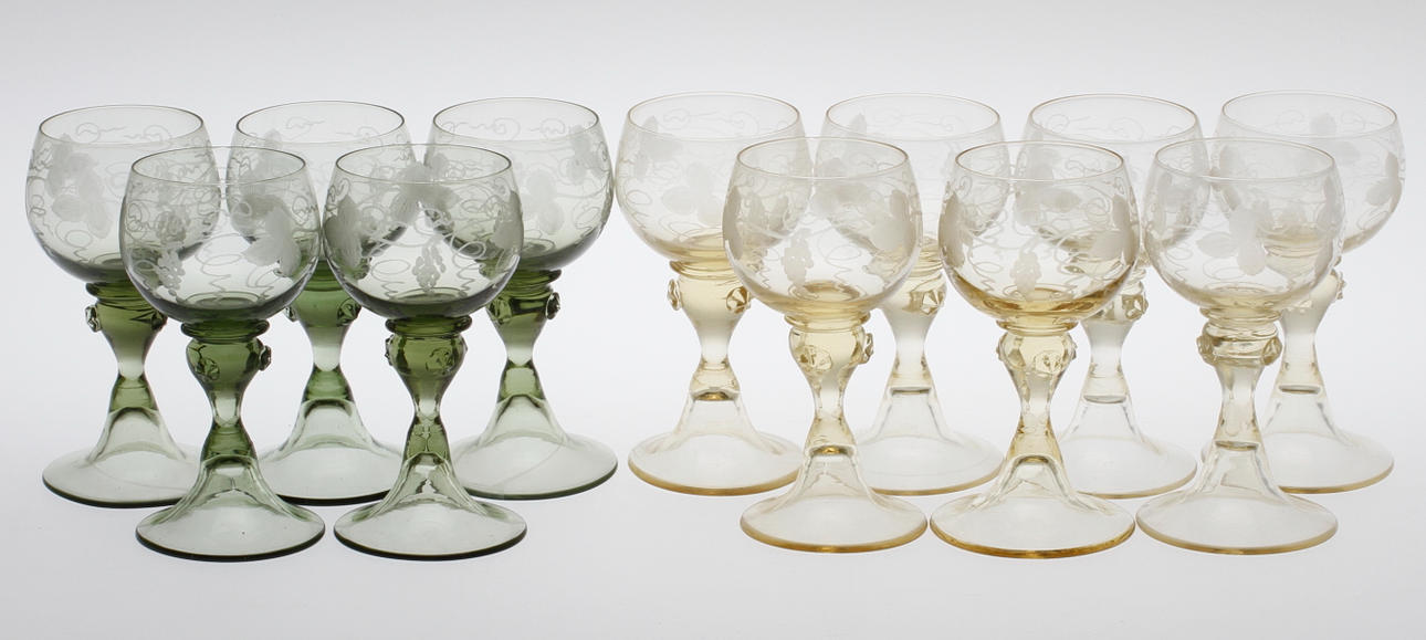 VITVINSGLAS, 7+5 st, 1900-tal.