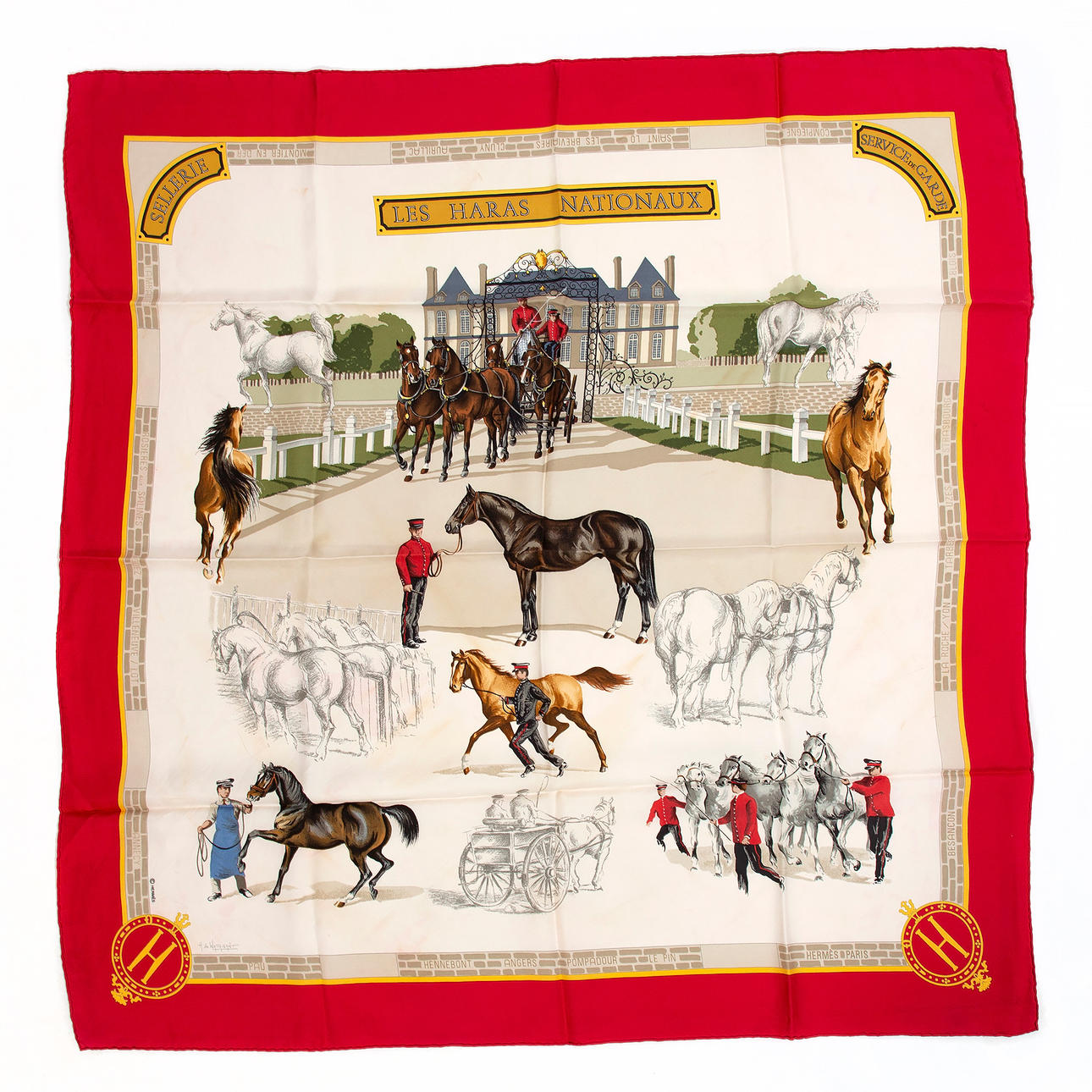 HERMÈS, scarf "Les haras nationaux".
