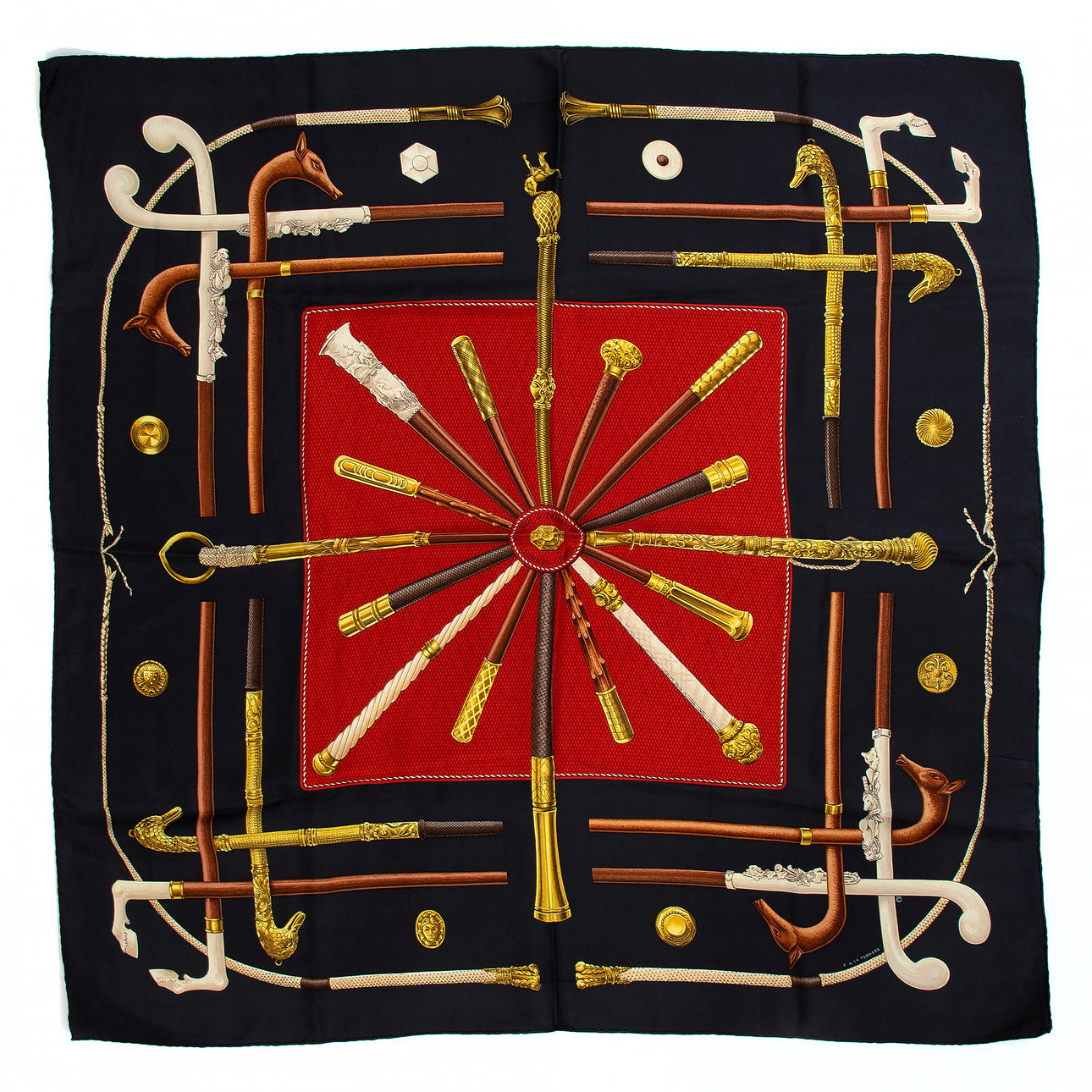 HERMÈS, tørklæde, "Cannes & Pommeaux".