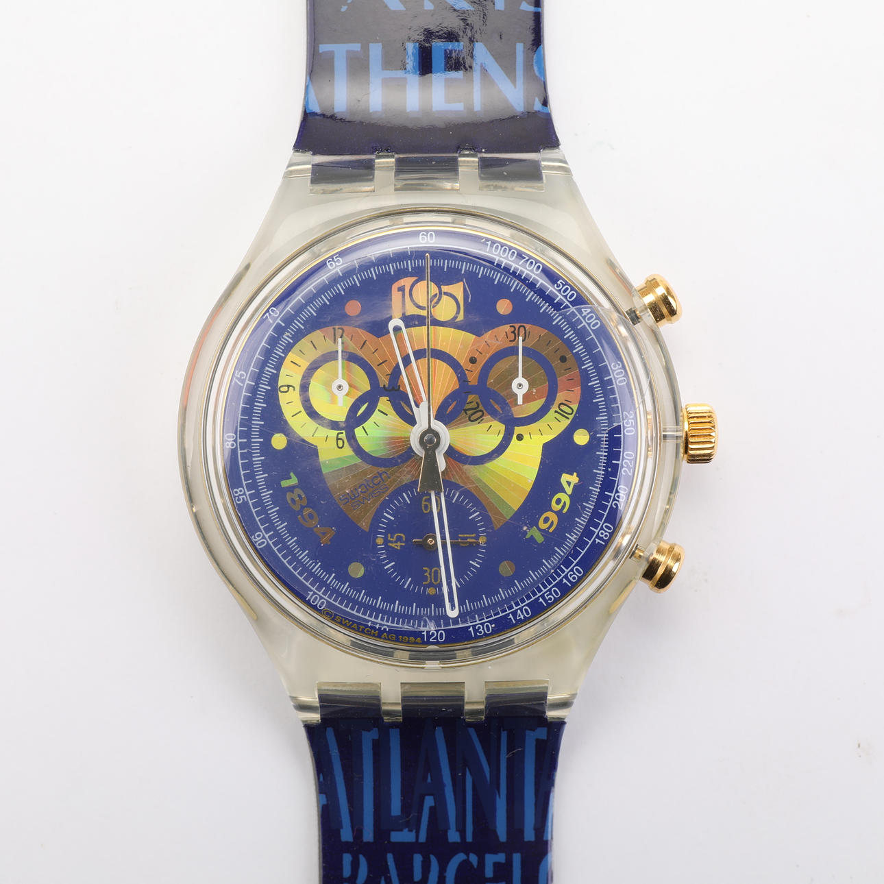 WRIST WATCH, Swatch, IOC 100 Chrono, 1894-1994 One hundred years 