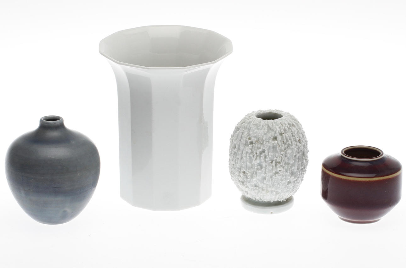 PARTI KERAMIK, 4 delar, bl.a. Vas, "Polygon", Tapio Wirkkala, Rosenthal.