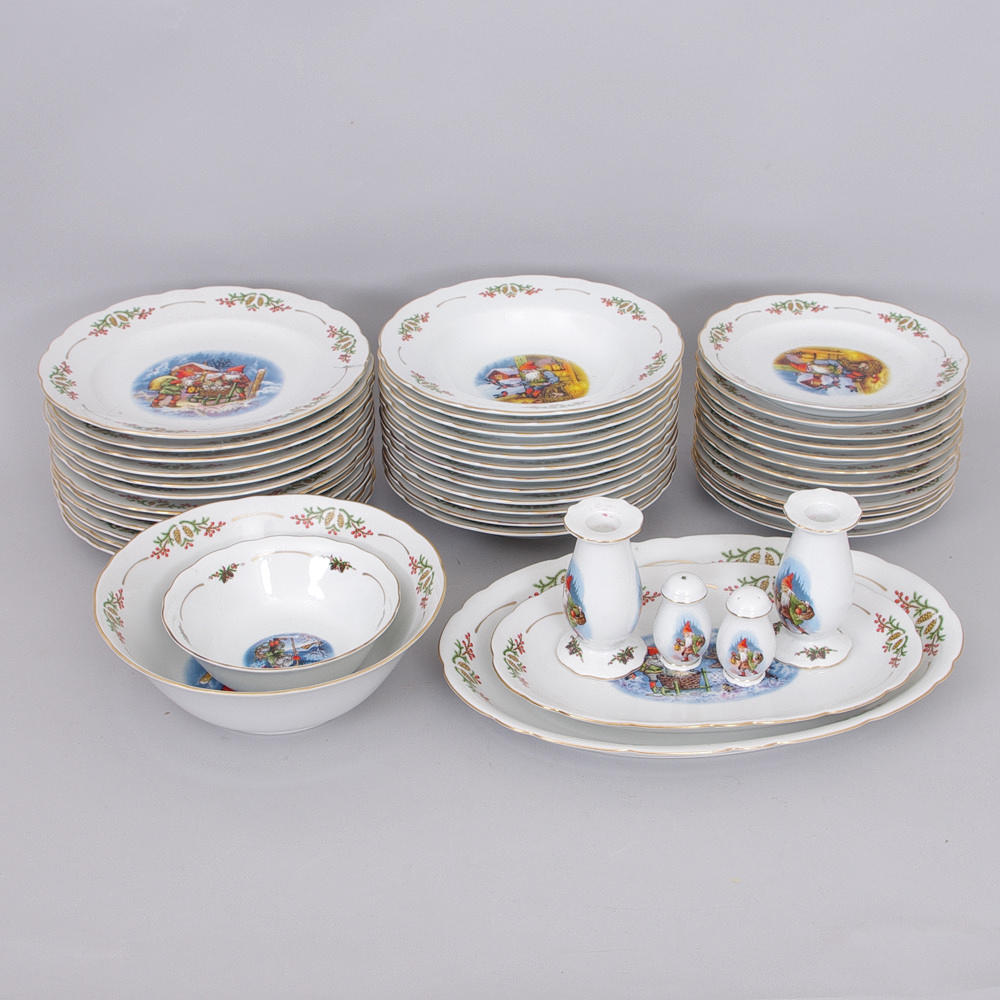 MATSERVIS, juldekor, Christineholm, Fyrklövern.