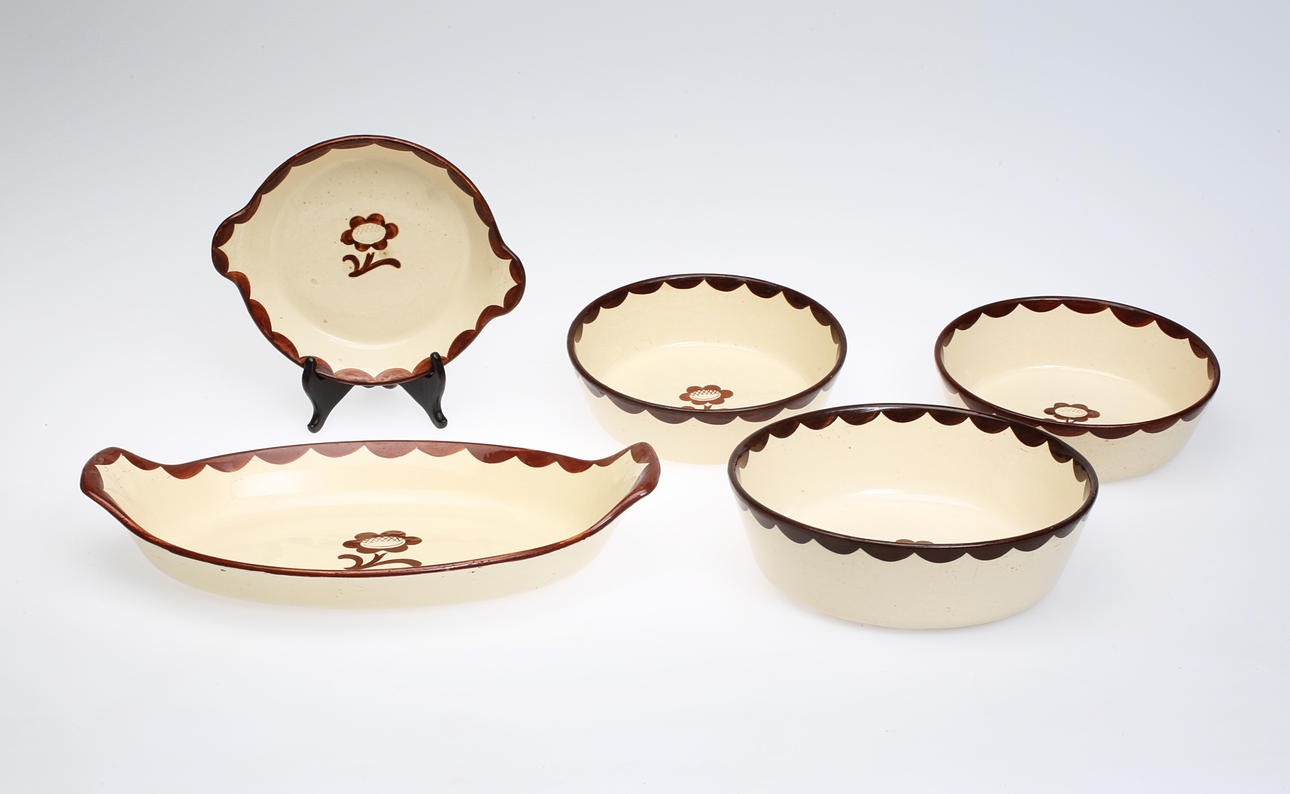 SERVISDELAR, 5 st, "Pyro", Wilhelm Kåge, Gustavsberg.