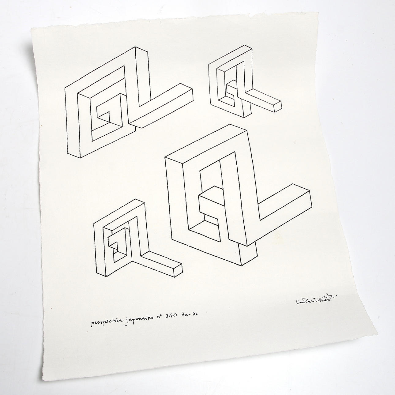 OSCAR REUTERSVÄRD. "Perspective japonaise", tusch på rispapper, signerad.