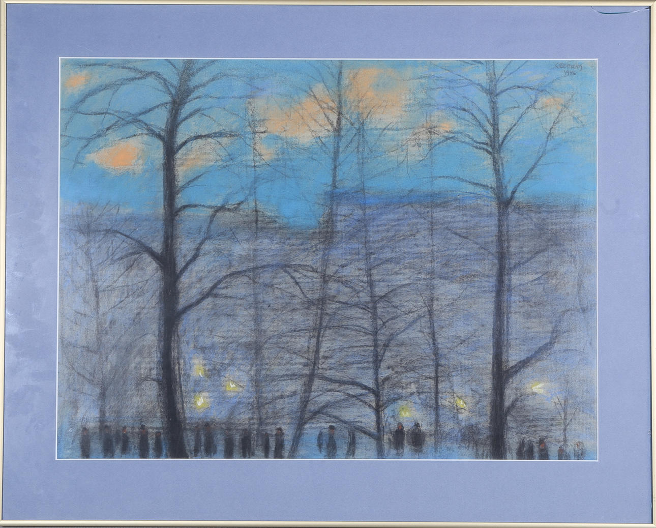 CURT CLEMENS. Pastell på papper, Landskap, signerad o daterad 1946.