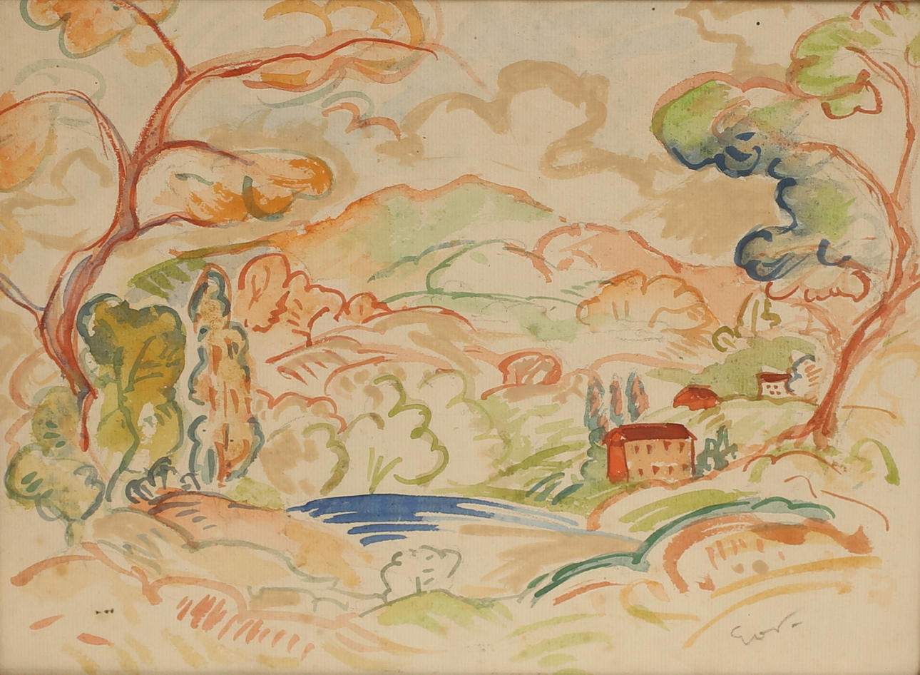 EMILE-OTHON FRIESZ. Watercolor, monogram signed.