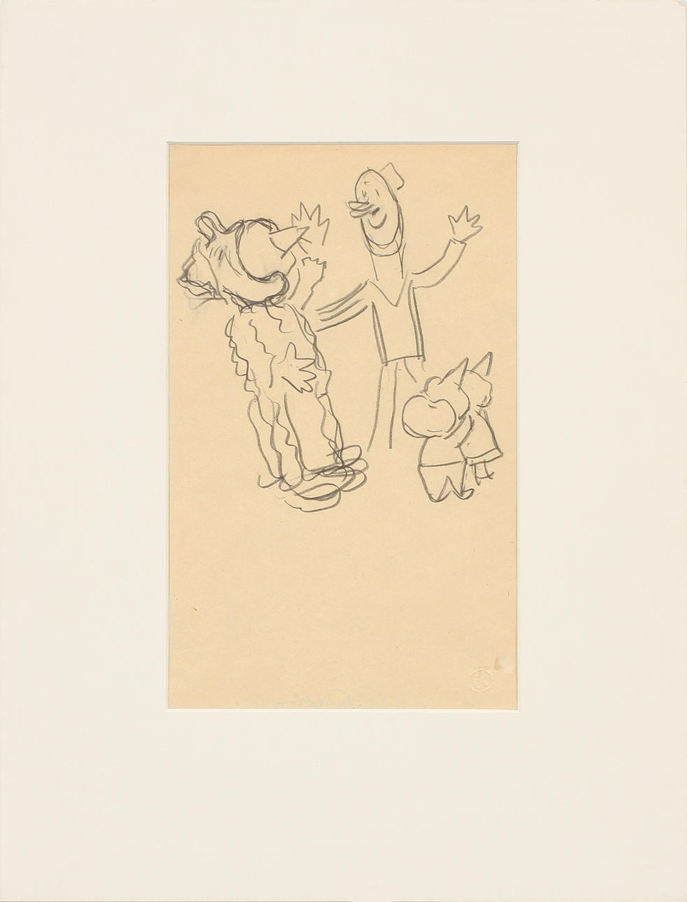 CARL KYLBERG. Blyertsteckning, figurkomposition, signerad samt stämplad CK.