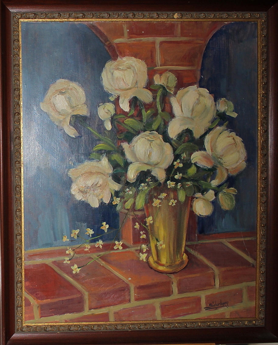 ELISABETH SÖDERBERG. oil on Board, flower life, signed Söderberg.