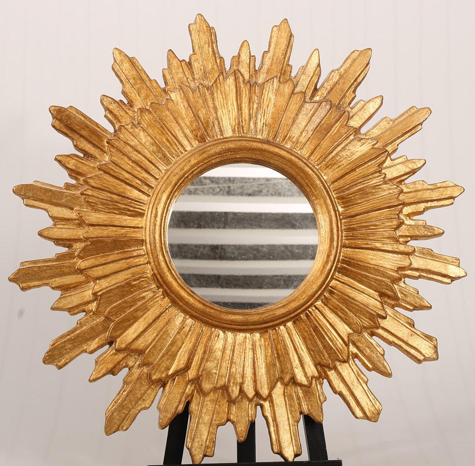 SOLSPEGEL//väggspegel, trä, glas, 1900- talets mitt.