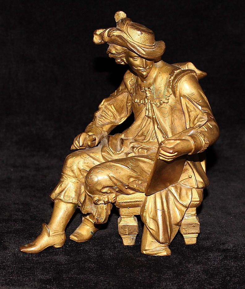 SKULPTUR, mässing, musketör, tidig 1900-tal.