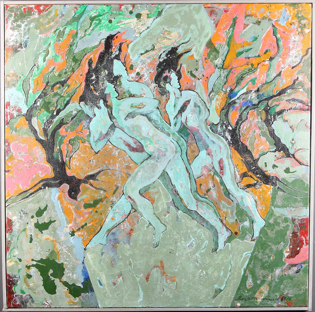 MARJATTA SARASALO. "Vinden", olja på duk, signerad och daterad 1976.