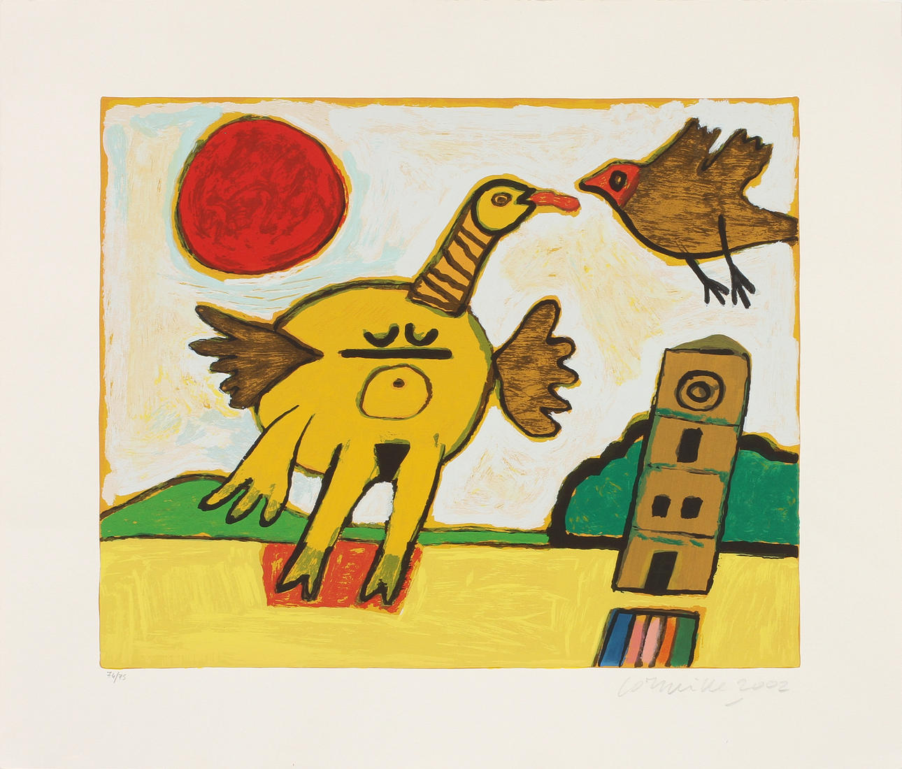 CORNELIS G VAN BEVERLOO CORNEILLE. Färglitografi, figurkomposition, signerad, daterad 2002 samt numrerad 74/75.