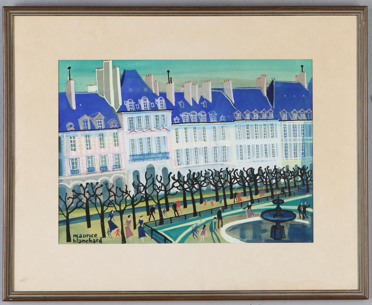 MAURICE BLANCHARD. "Paris. Place des Voges "mixed technique, signed.