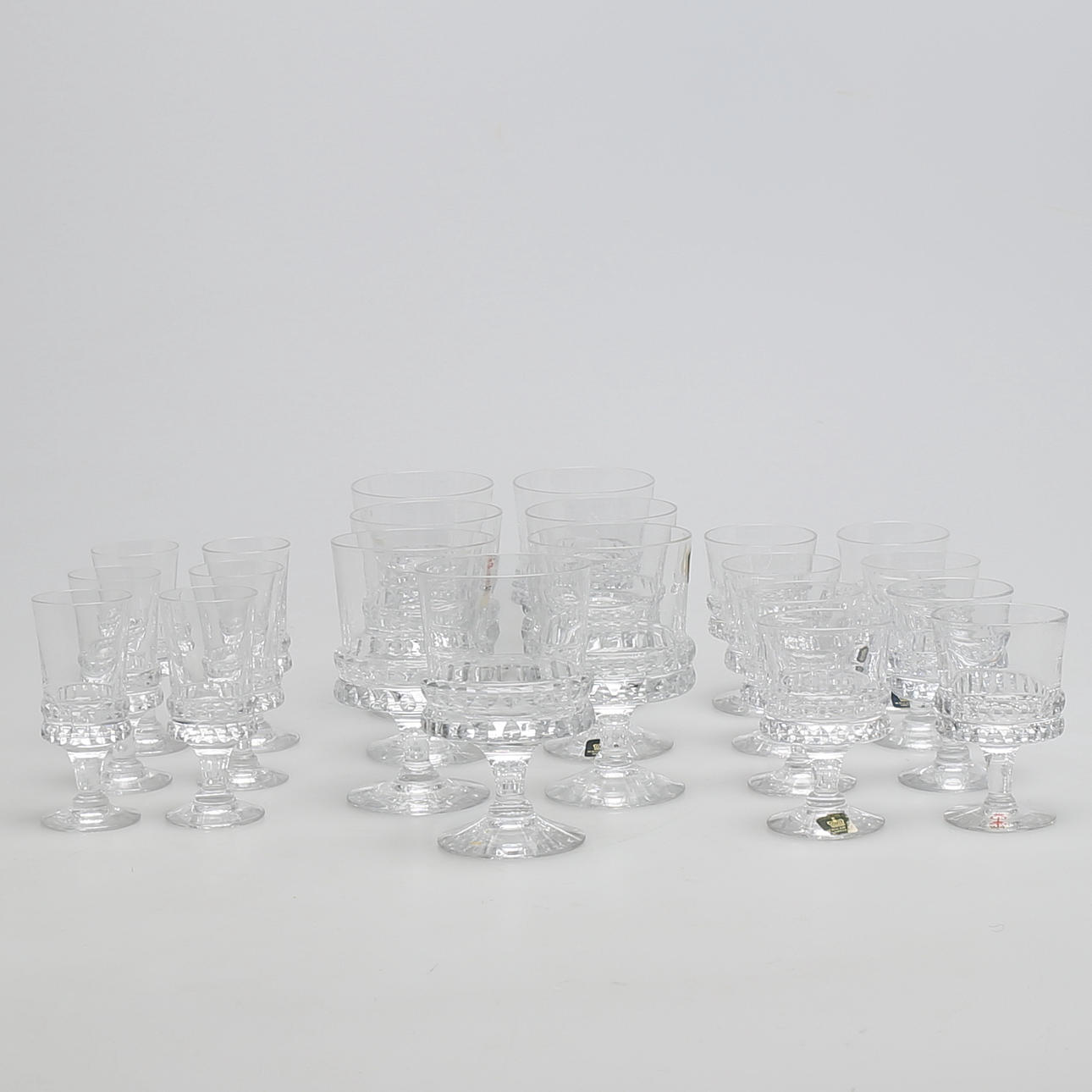 GLASSERVIS, 21 delar, "Corona", Bengt Edenfalk, Skruf, 1900-talets andra hälft.