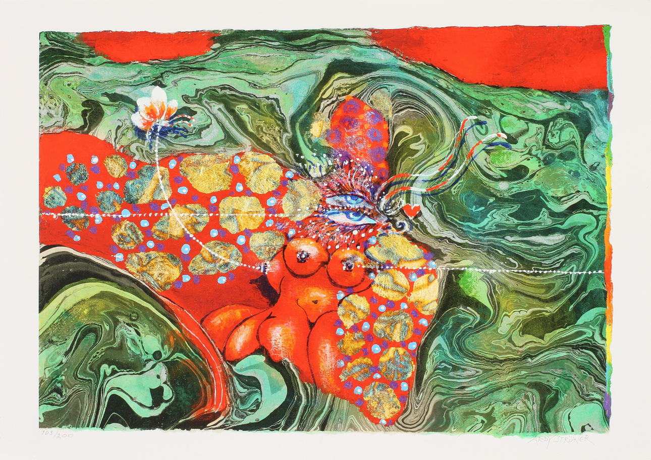 ARDY STRÜWER. Figurkomposition, Färglitografi, signerad samt numrerad 103/200.