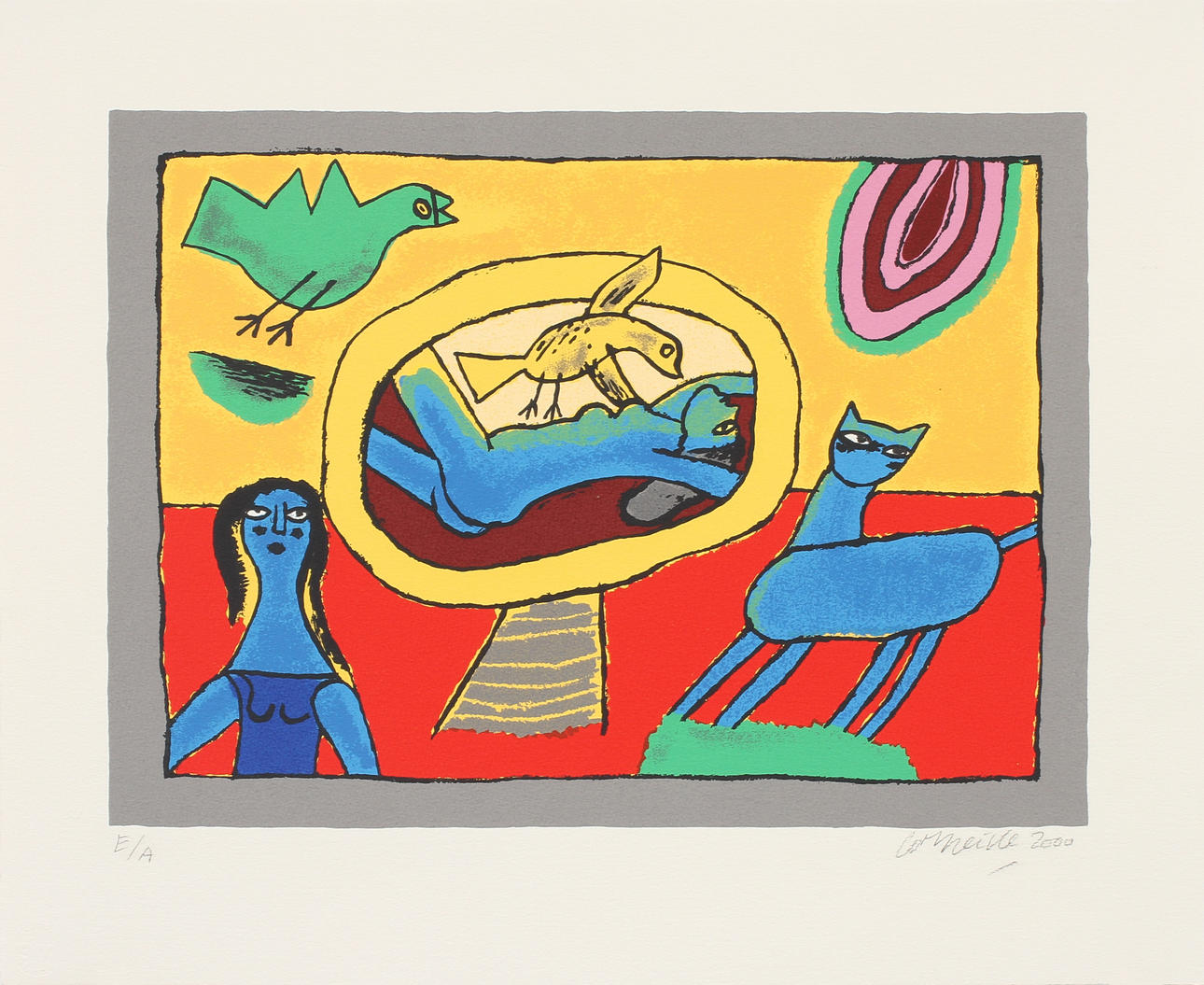CORNELIS G VAN BEVERLOO CORNEILLE. Färglitografi, figurkomposition, signerad, daterad 2000 samt märkt E/A.
