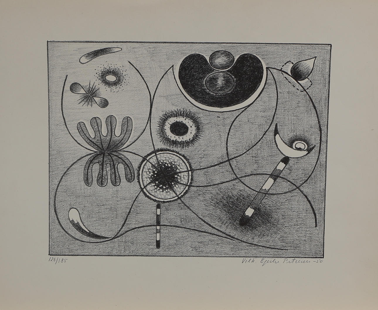 VILHELM BJERKE-PETERSEN. Komposition, Litografi, signerad och numrerad 126/185.