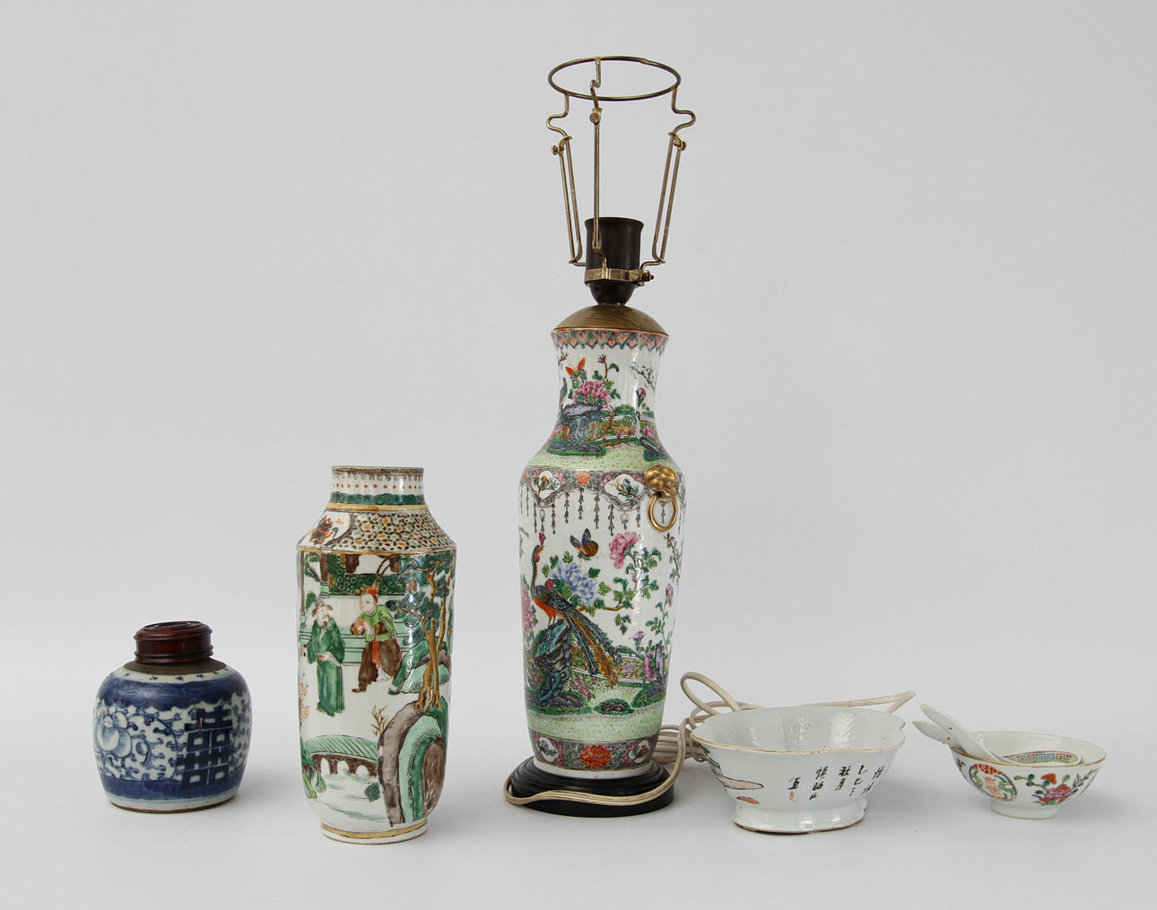 PARTI PORSLIN, 7 delar, Kina, 1800/1900-tal.