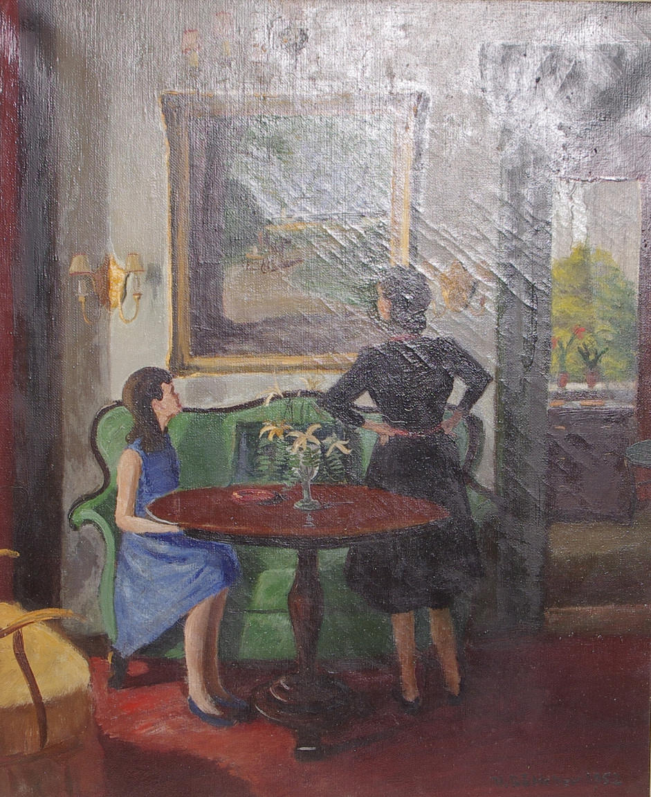 HELGE BÖTTCHER. Interiör, olja på duk, signerd H Böttcher 1952.