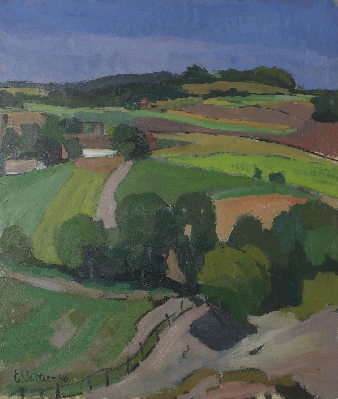 ERIK VALTER. Landskap, olja på duk, signerad E Valter, 1946.