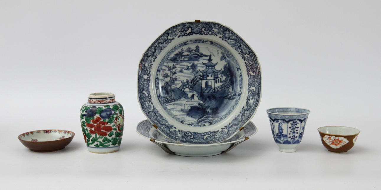 PARTI PORSLIN, 6 delar, Kina, 1600/1700-tal.