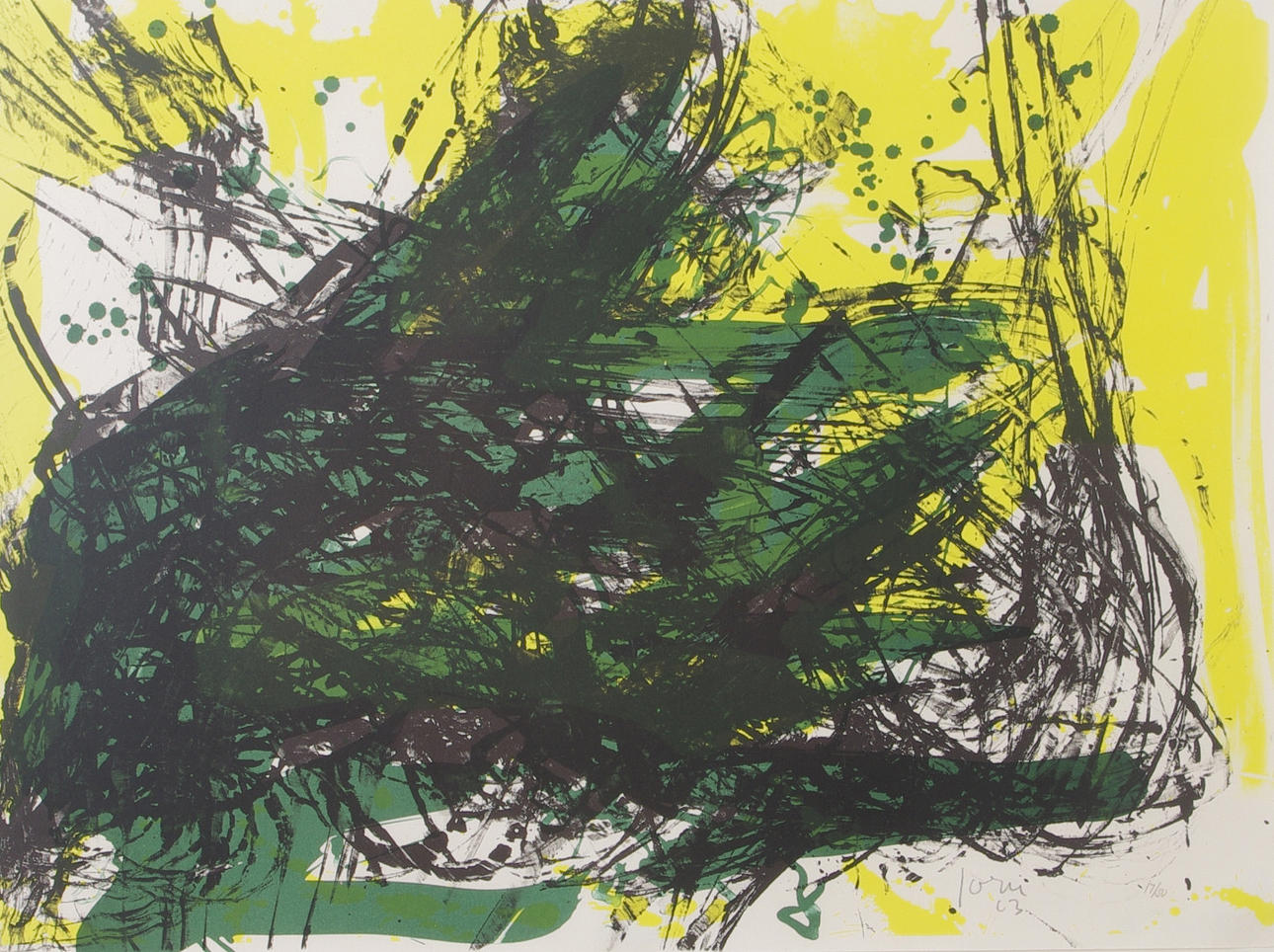 ASGER JORN. "Yellow, green, black (Van de Loo 261)", färglitografi, signerad Jorn 63.