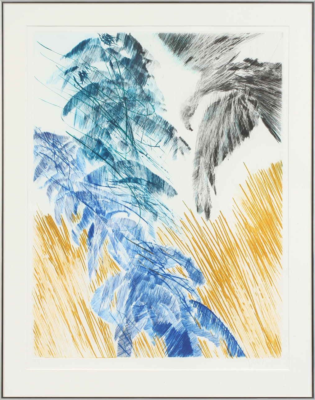 ULF TROTZIG. Litografi, motiv av fåglar, signerad och numrerad 26/60.