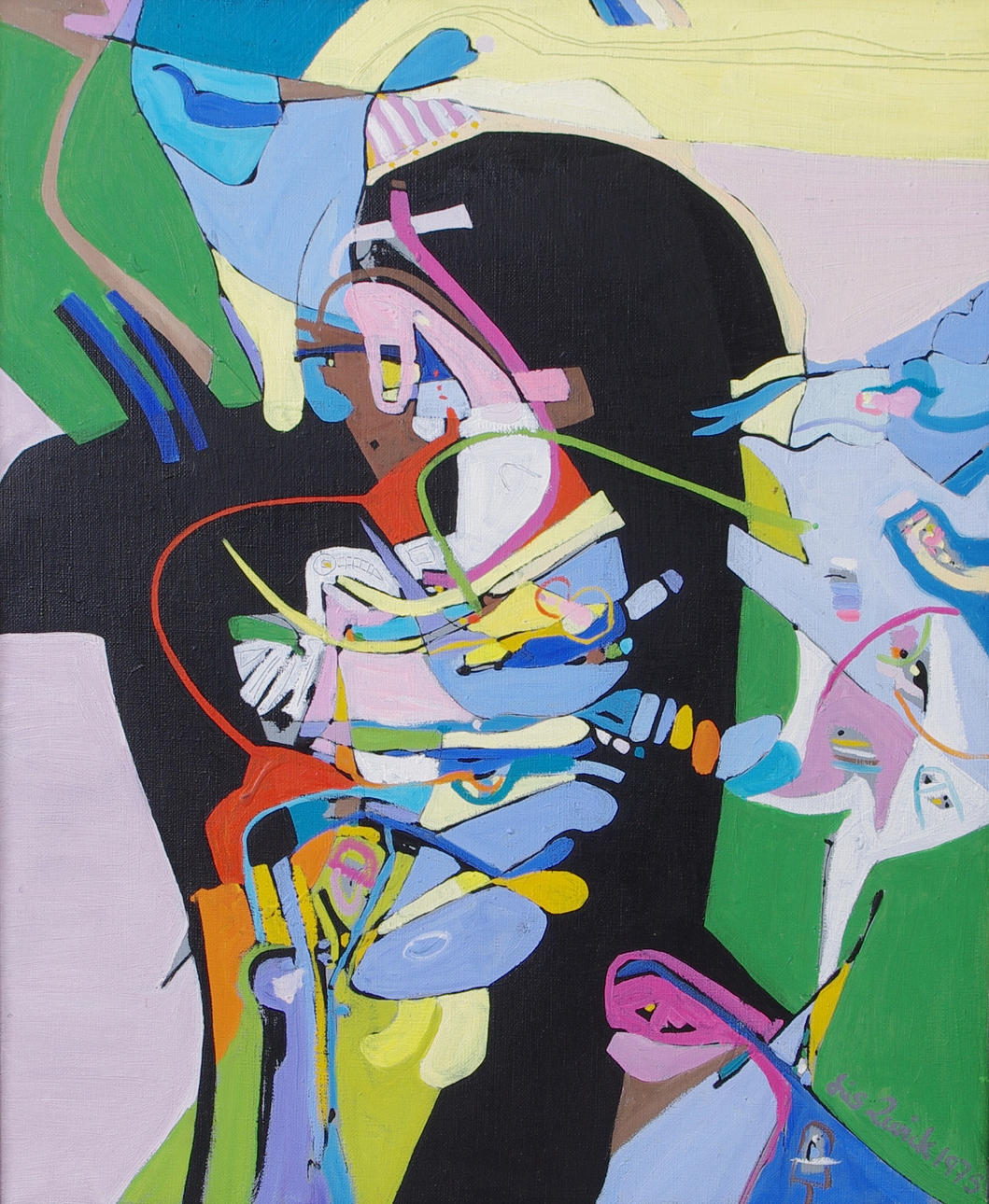 LIS ZWICK. "Samma sång, samma tonart", olja på duk, signerad Lis zwick 1975.