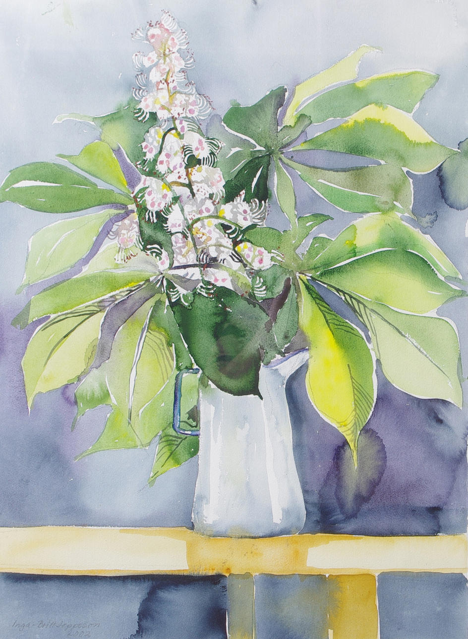 INGA-BRITT JEPPSSON. Blomsterstilleben, akvarell, signerad 2002.
