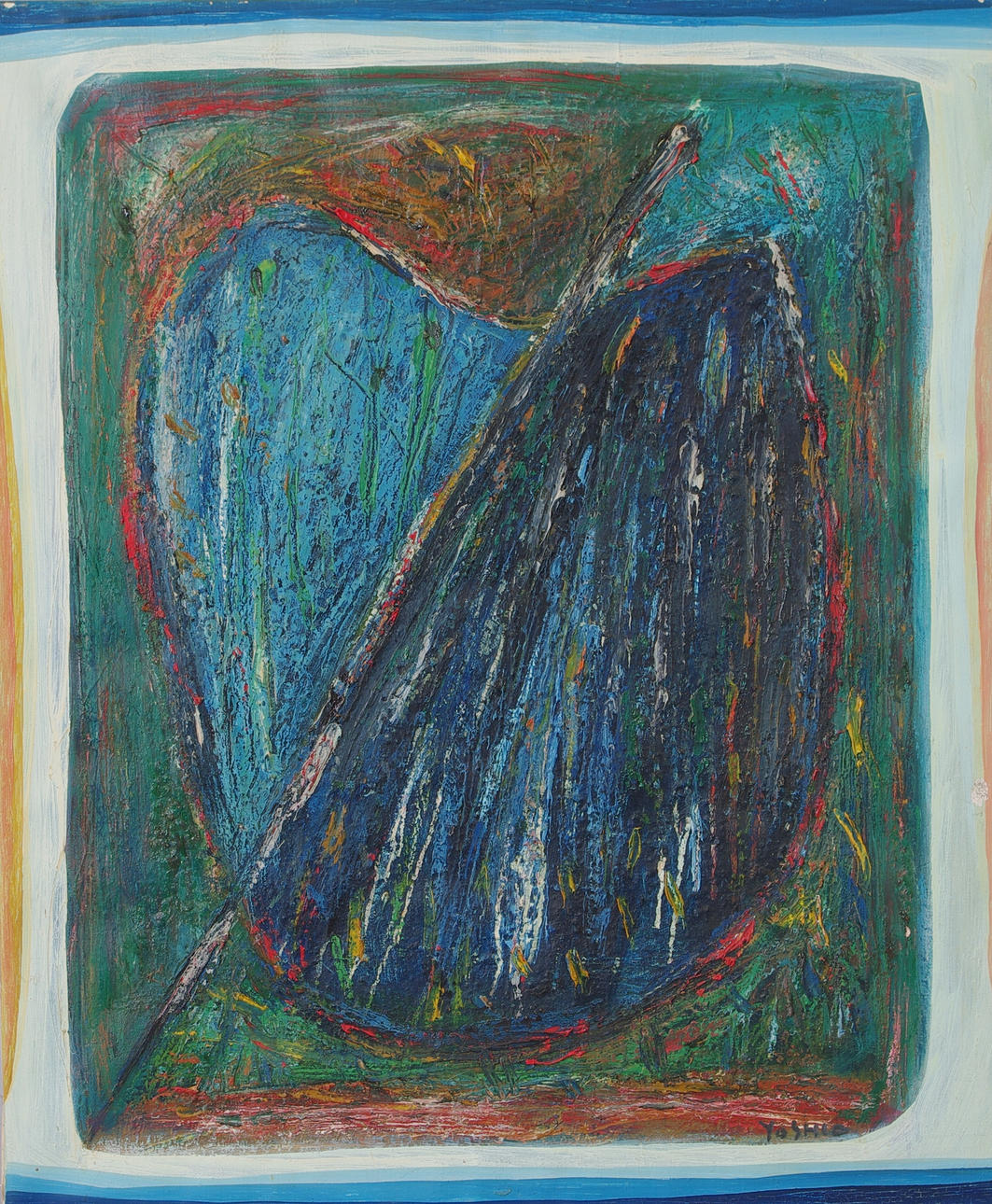 YOSHIO NAKAJIMA. Komposition, olja på duk, signerad Yoshio.