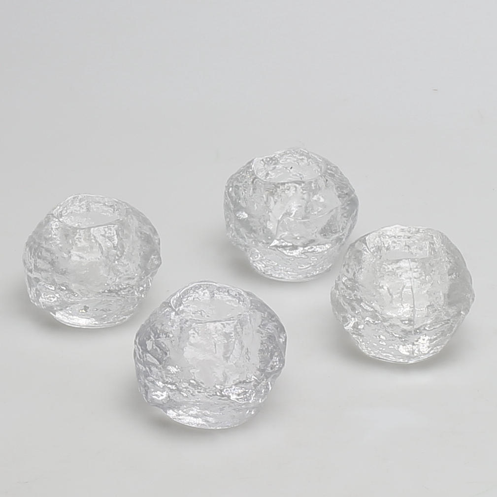LJUSHÅLLARE i glas, 4 st, "Snöboll", Ann Wärff, Kosta Boda, Sweden.