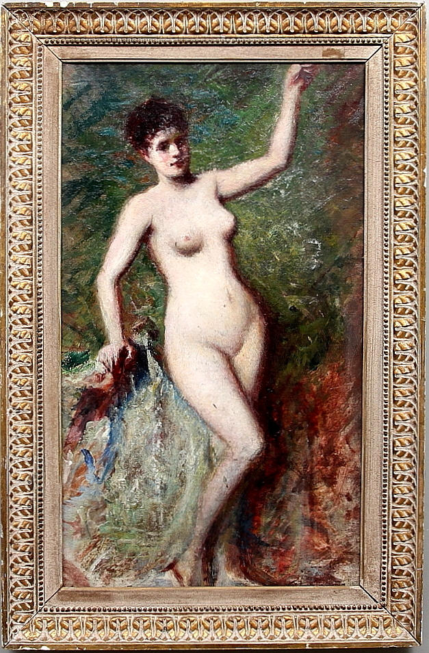 OIDENTIFIERAD KONSTNÄR. Olja på duk, möjligtvis signatur a tergo, 1800-tal.