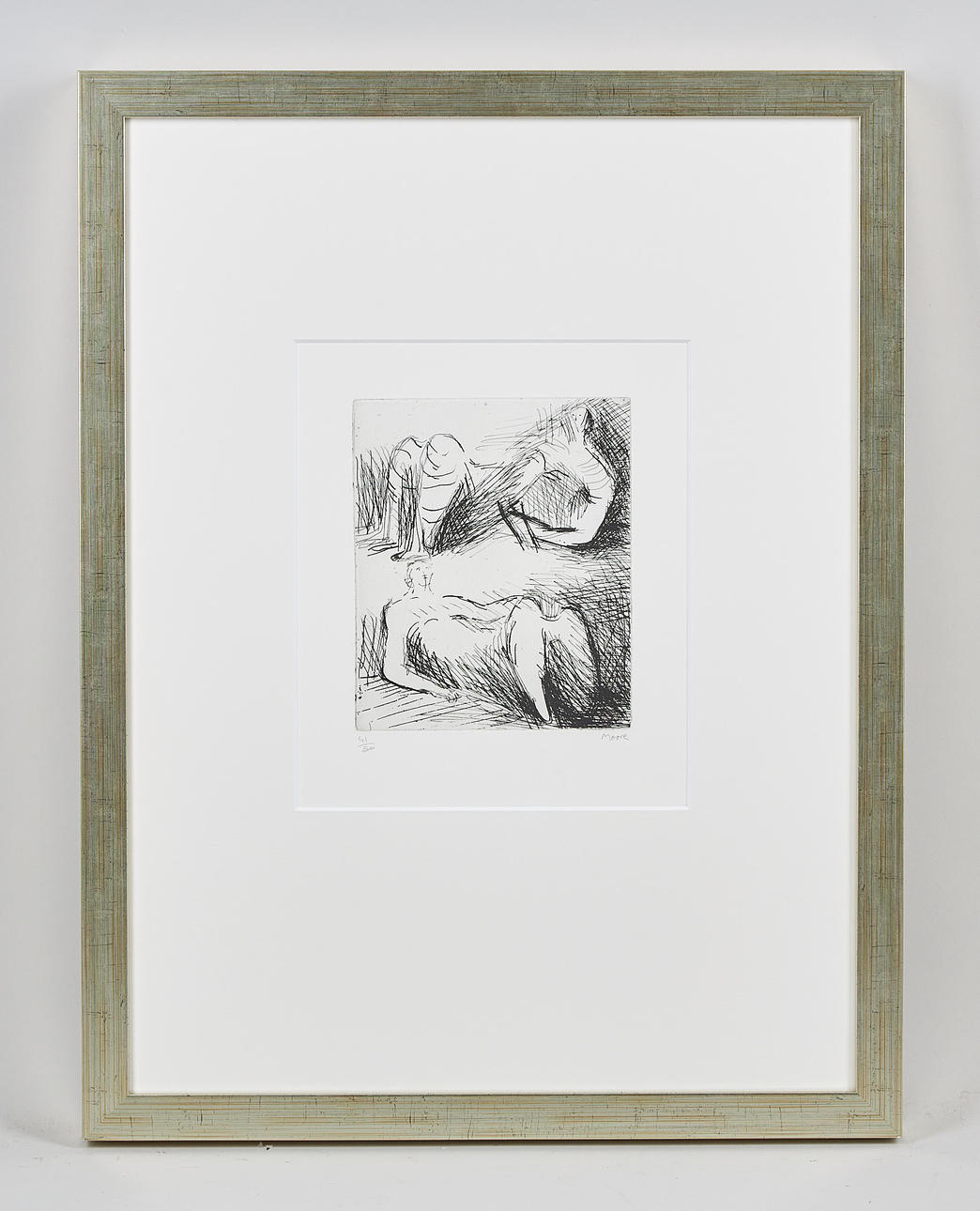 HENRY MOORE. "Two reclining Figures" (1971/72), signed, etching, 41/50.