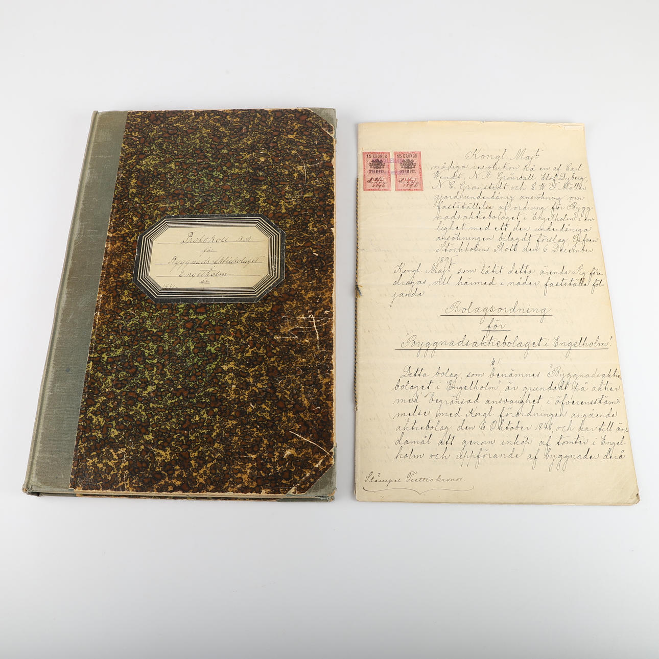 RESOLUTION with Oscar II's signature, Engelholm, 1896.