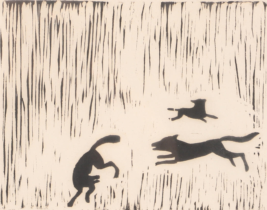 OIDENTIFIERAD KONSTNÄR. Dogs, lithograph, signed C. Nuniez.