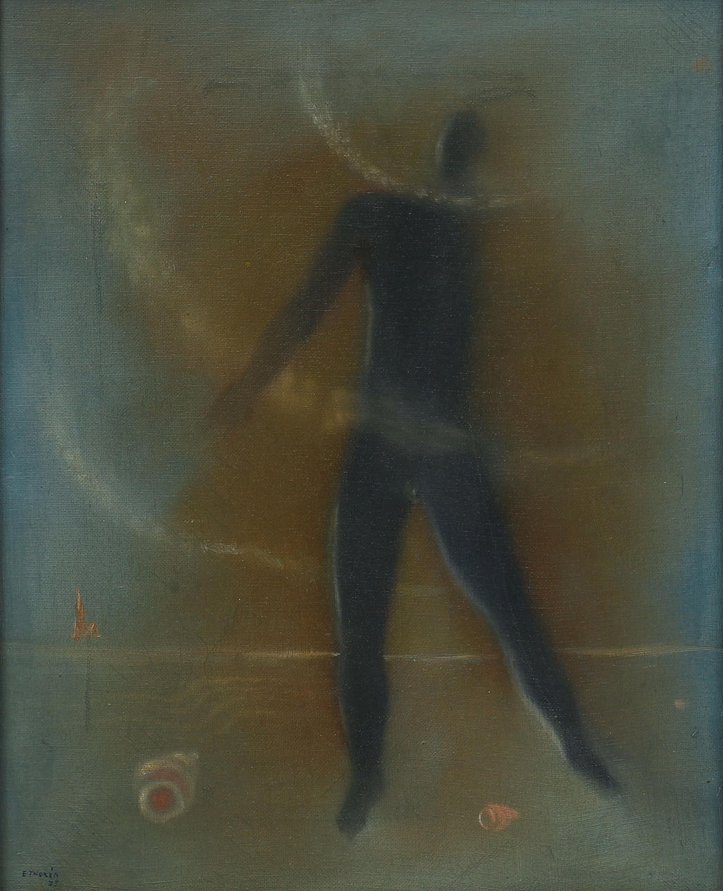 ESAIAS THORÉN. Figure and shells. Oil on canvas. Made in 1937.