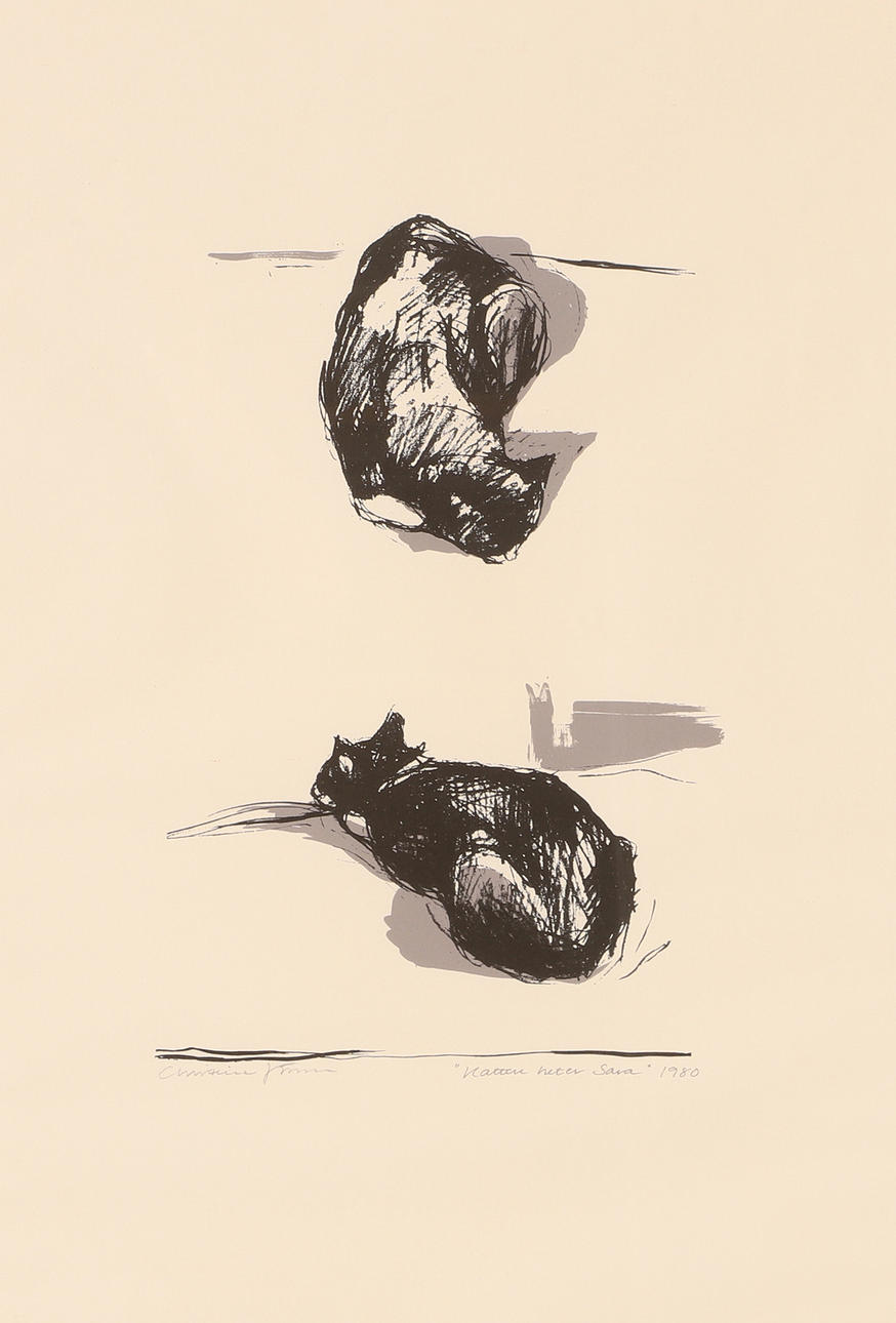CHRISTINE JÖNSSON. "The cat is called Sara", lithograph, signed.