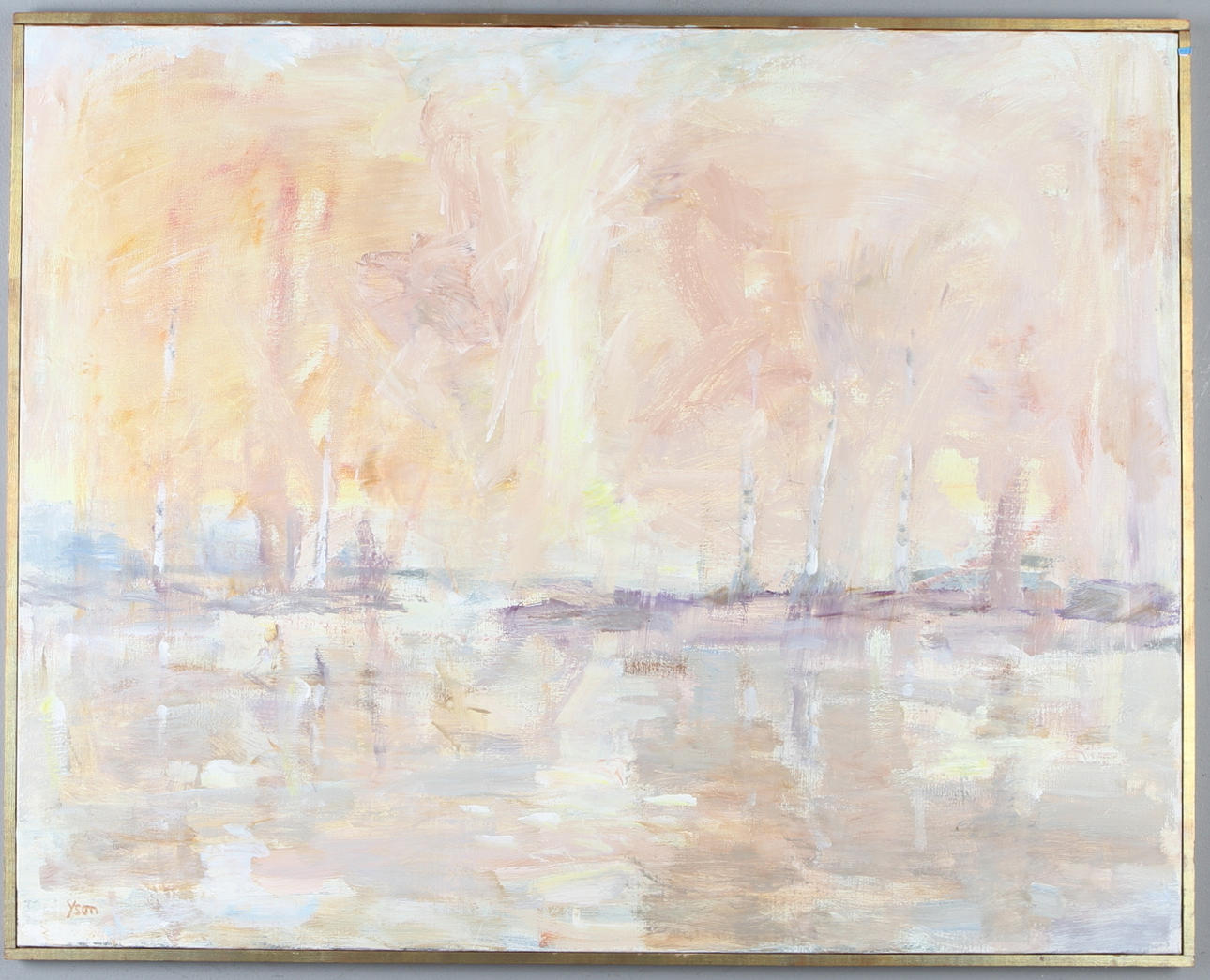 BO SJÖBERG Y:SON. Landskapsmotiv med björkar, olja på duk, signerad.