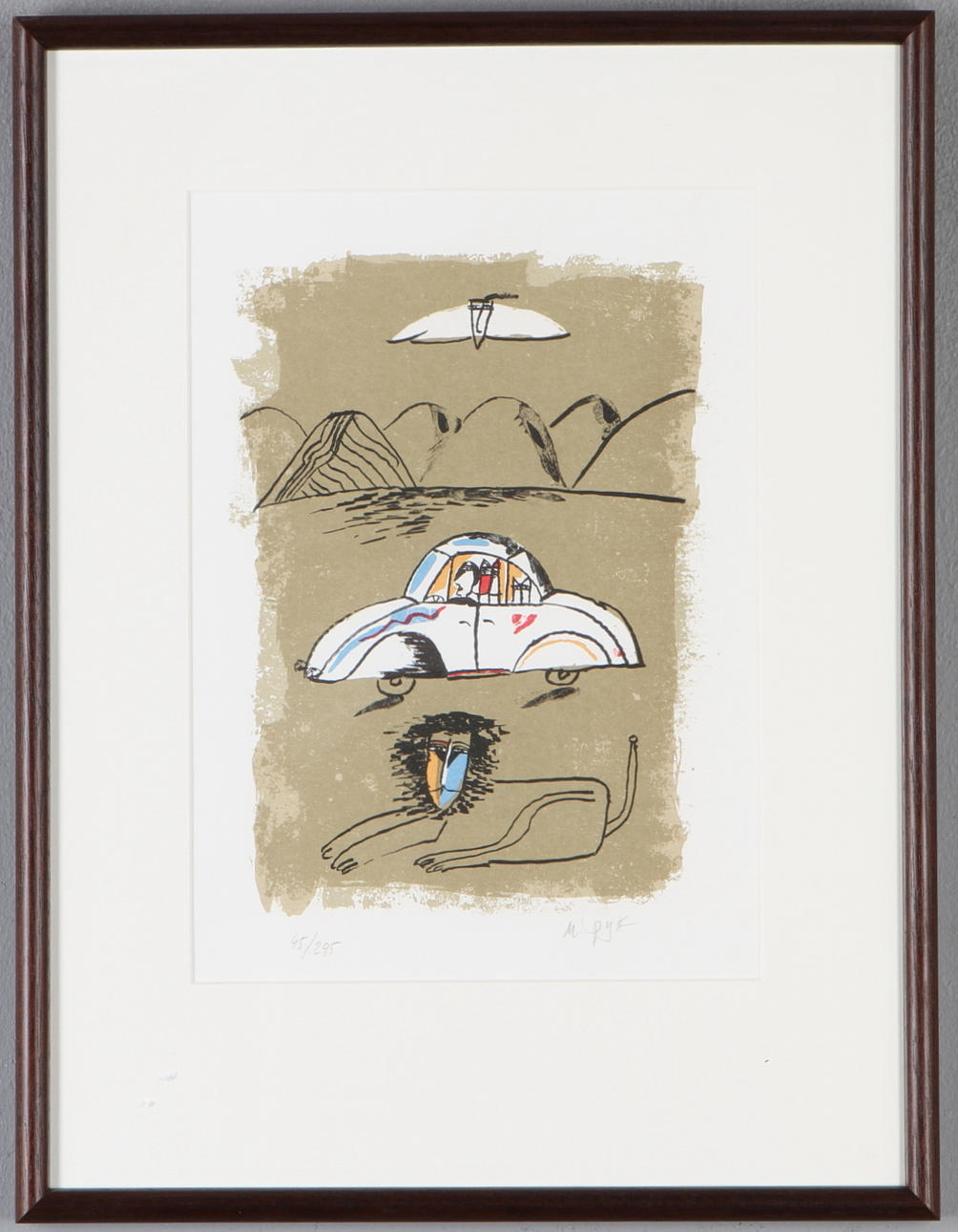 MADELEINE PYK. Komposition med lejon, färglitografi, signerad och numrerad 45/295.