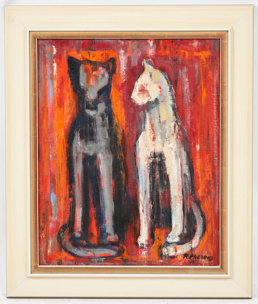 ROBERT FREUND. Gemälde, Zwei Katzen.