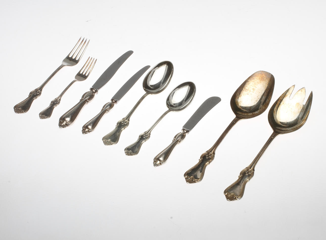 BESTICK, 43 delar, nysilver, "Olga", 1900-tal.