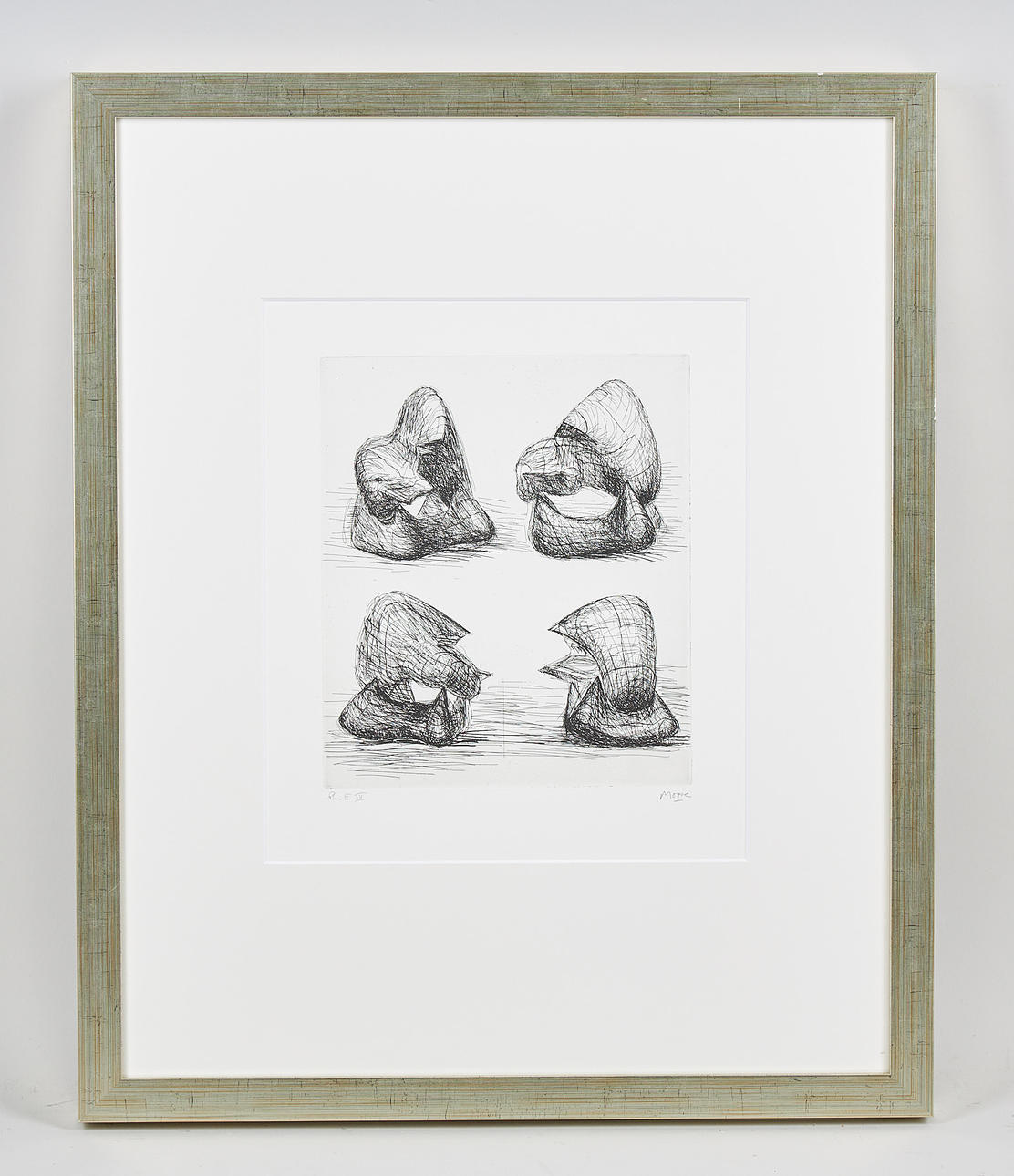 HENRY MOORE. "Elephant Skull" (Plate E, 1969/70), signed, etching, Pl. E IV.