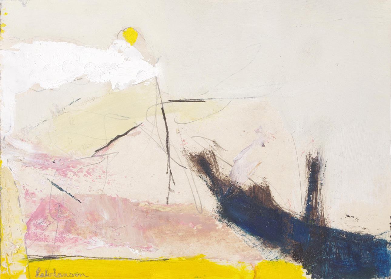 LARS HALVDANSON. "Sommarskugga", blandteknik på uppklistrat papper, signerad Halvdanson.