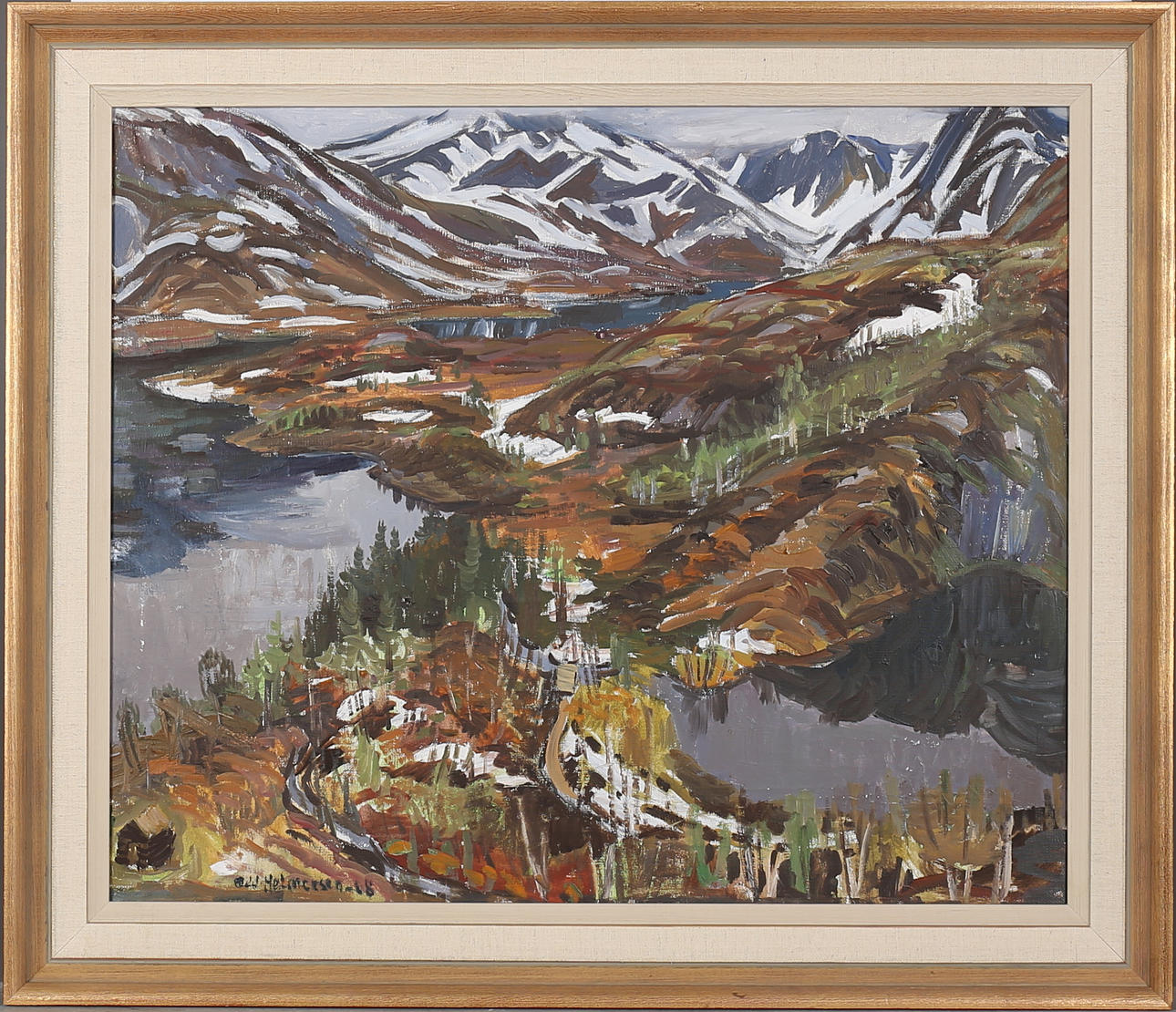 ODD HELMERSEN. Norskt landskap. Olja på duk, signerad och daterad -68.