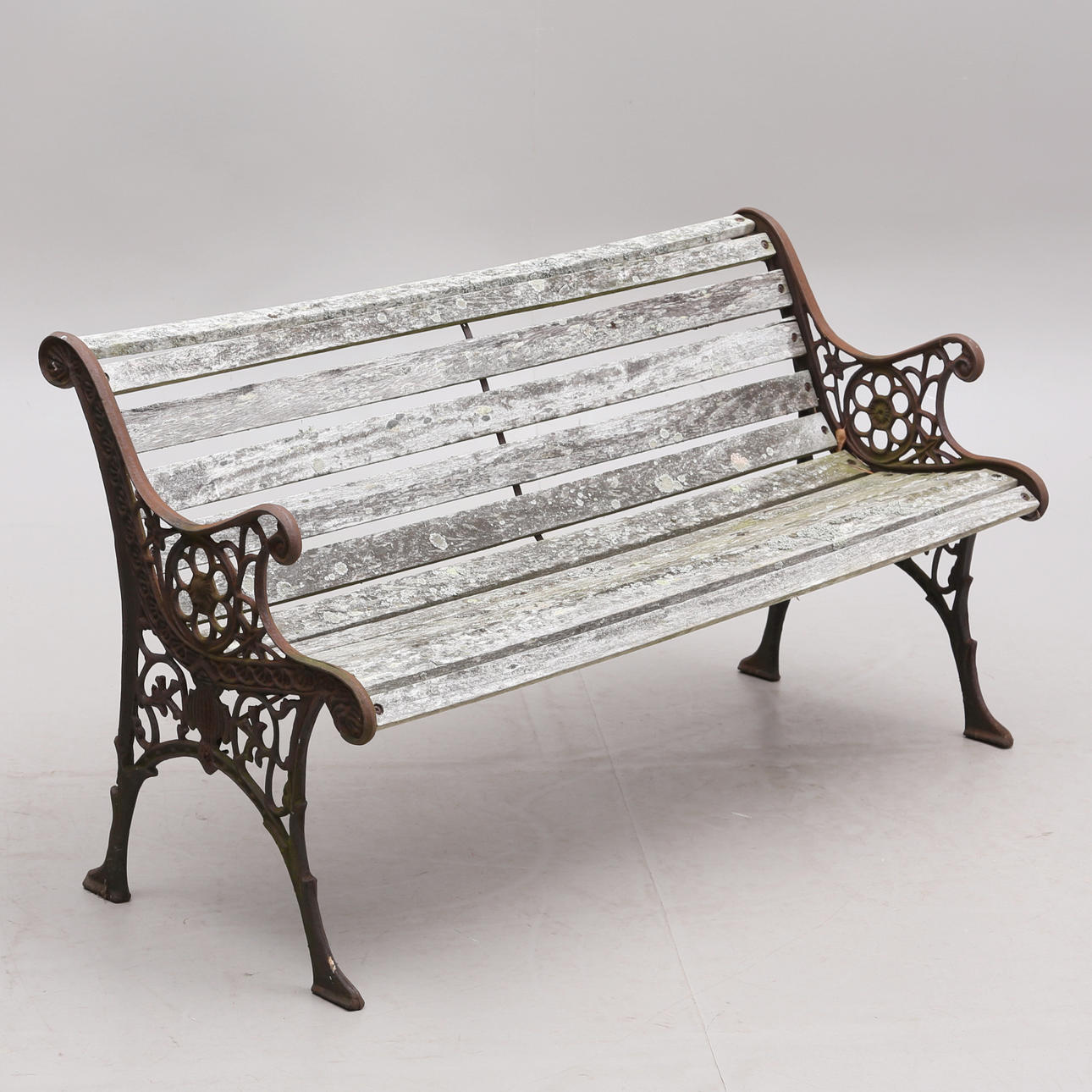 GARDEN SOFA, cast iron ends, 1900s.