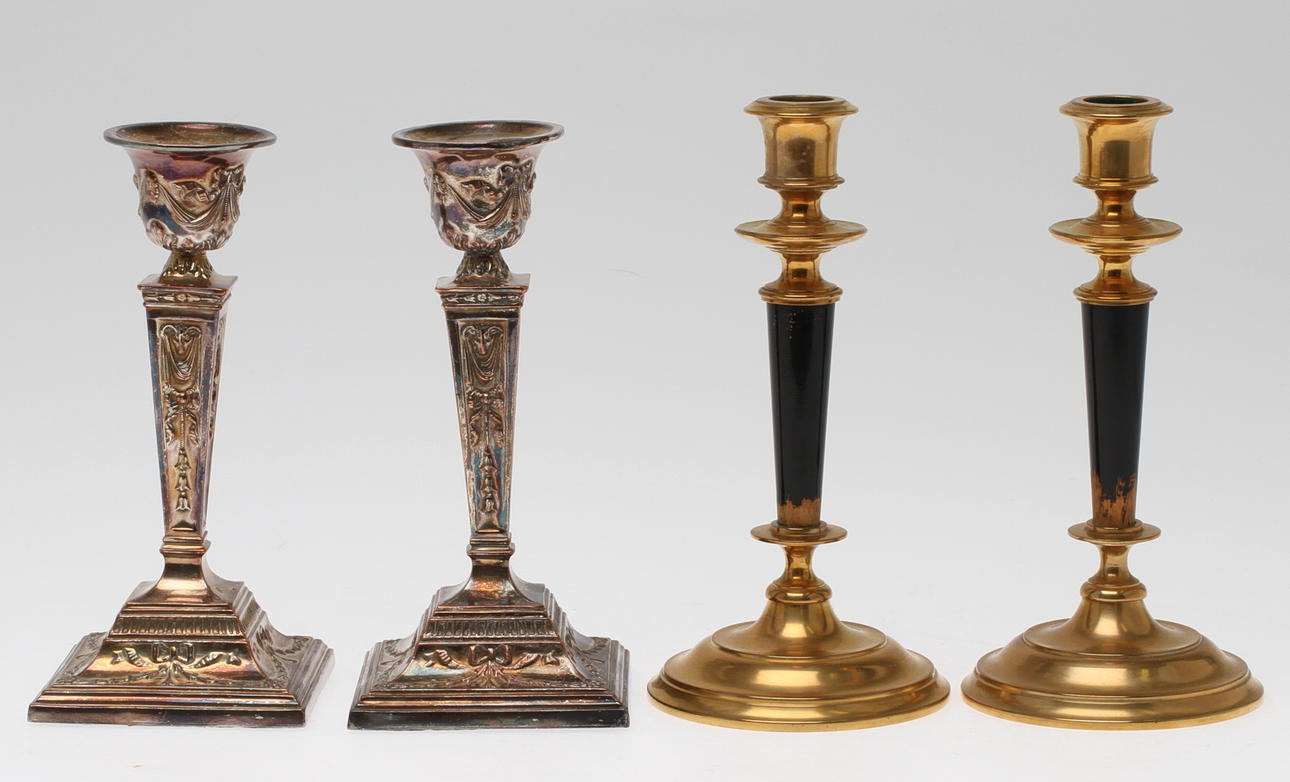 LJUSSTAKAR, 2 par, bla Skultuna No 76, 1900-tal.