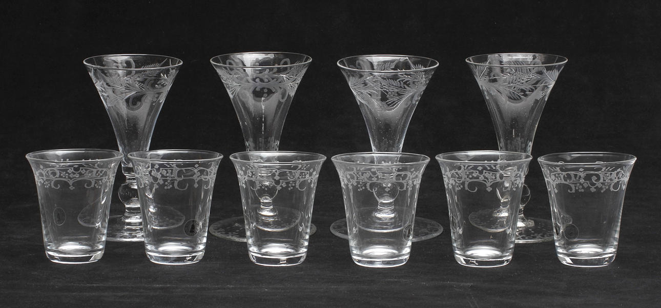 GLASSERVISDELAR, 10 delar, ur IKEAs 1700-tals serie, 1990-tal.