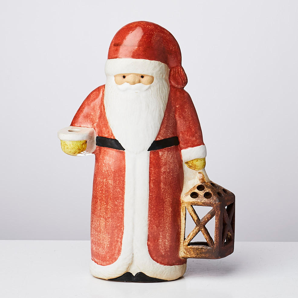 LISA LARSON. Weihnachtsmann mit Laterne, Figur mit Kerzenhalter.