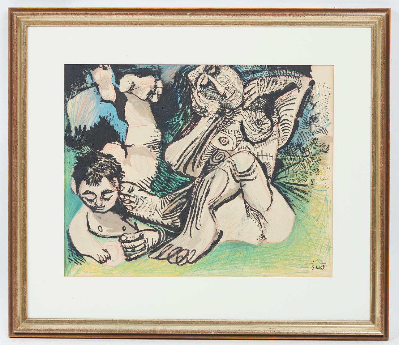 PABLO PICASSO. EFTER. Litografi, 'Au Baiser D'Avignon', 1972.